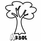 Dibujo para colorear de árbol en la montaña