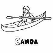 Dibujo de una canoa para imprimir y pintar