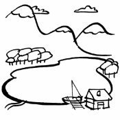 Dibujo para colorear de casa en el bosque