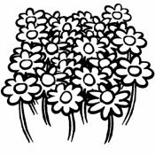 Dibujo de flores en la montaña para colorear