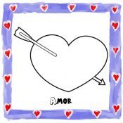 Dibujo de corazón con flecha para pintar