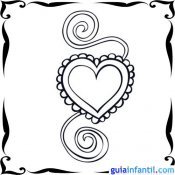 Dibujo de un corazón con un lazo para niños