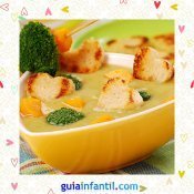 Sopa con tostaditas. Recetas saladas de corazón