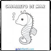 Dibujo de un caballito de mar para pintar con los niños