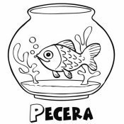 Dibujo para pintar de un pez en su pecera