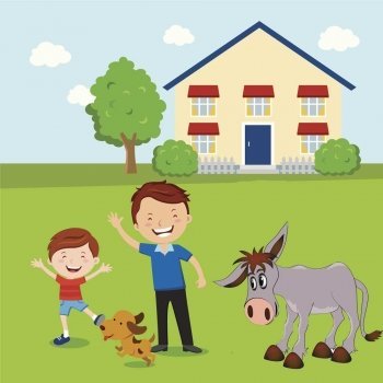 El hombre, el niño y el burro