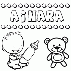 Dibujo del nombre Ainara para colorear, pintar e imprimir