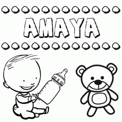 Dibujo del nombre Amaya para colorear, pintar e imprimir
