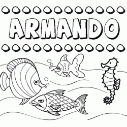 Dibujos de los nombres. Nombre Armando para pintar, colorear e imprimir