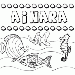 Dibujos de los nombres. Nombre Ainara para pintar, colorear e imprimir