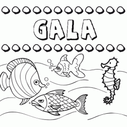 Dibujos de los nombres. Nombre Gala para pintar, colorear e imprimir