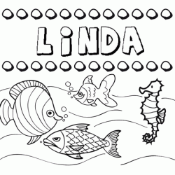 Dibujos de los nombres. Nombre Linda para pintar, colorear e imprimir