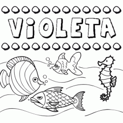 Dibujos de los nombres. Nombre Violeta para pintar, colorear e imprimir
