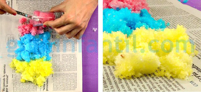 Manualidades para crear nieve de colores
