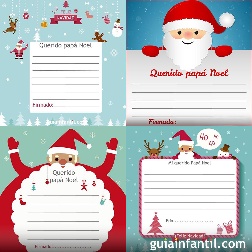 4 modelos de cartas para papá Noel para imprimir a los niños