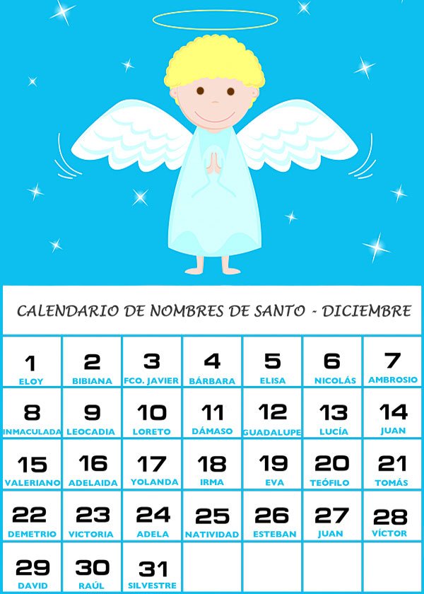 santos calendario diciembre