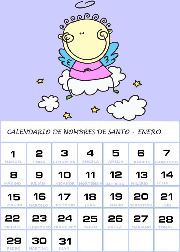calendario de santos en enero 