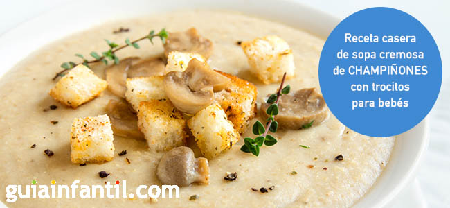 crema de champiñones con trocitos