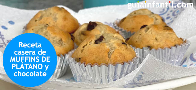 receta casera de muffins de plátano y chocolate