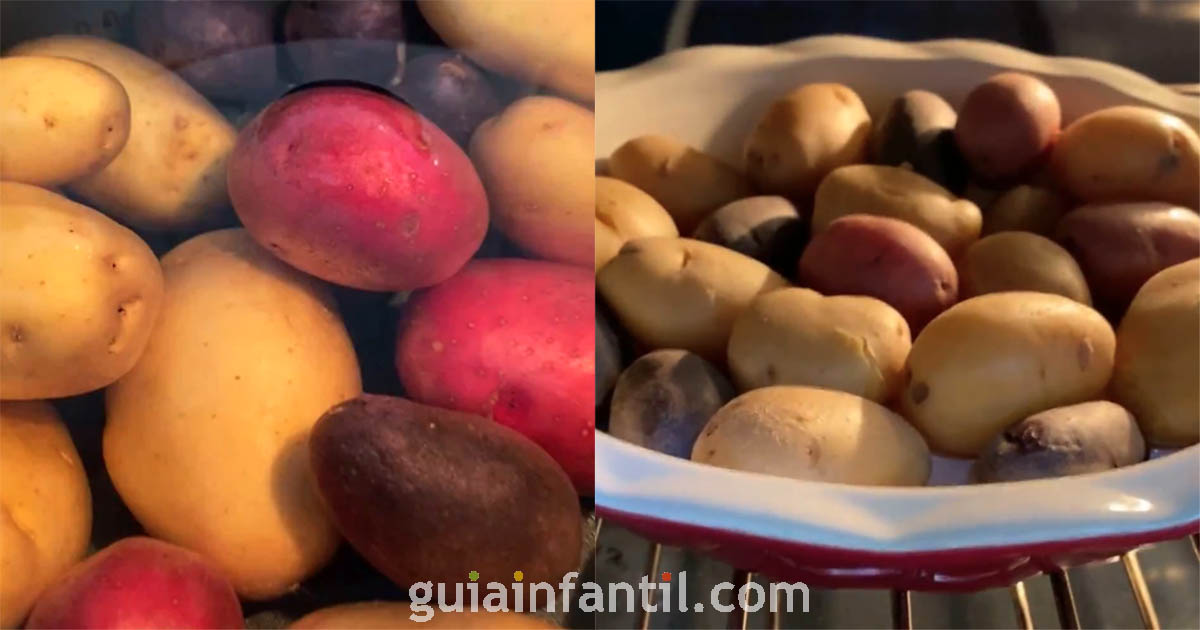 primer paso de las patatas machacadas