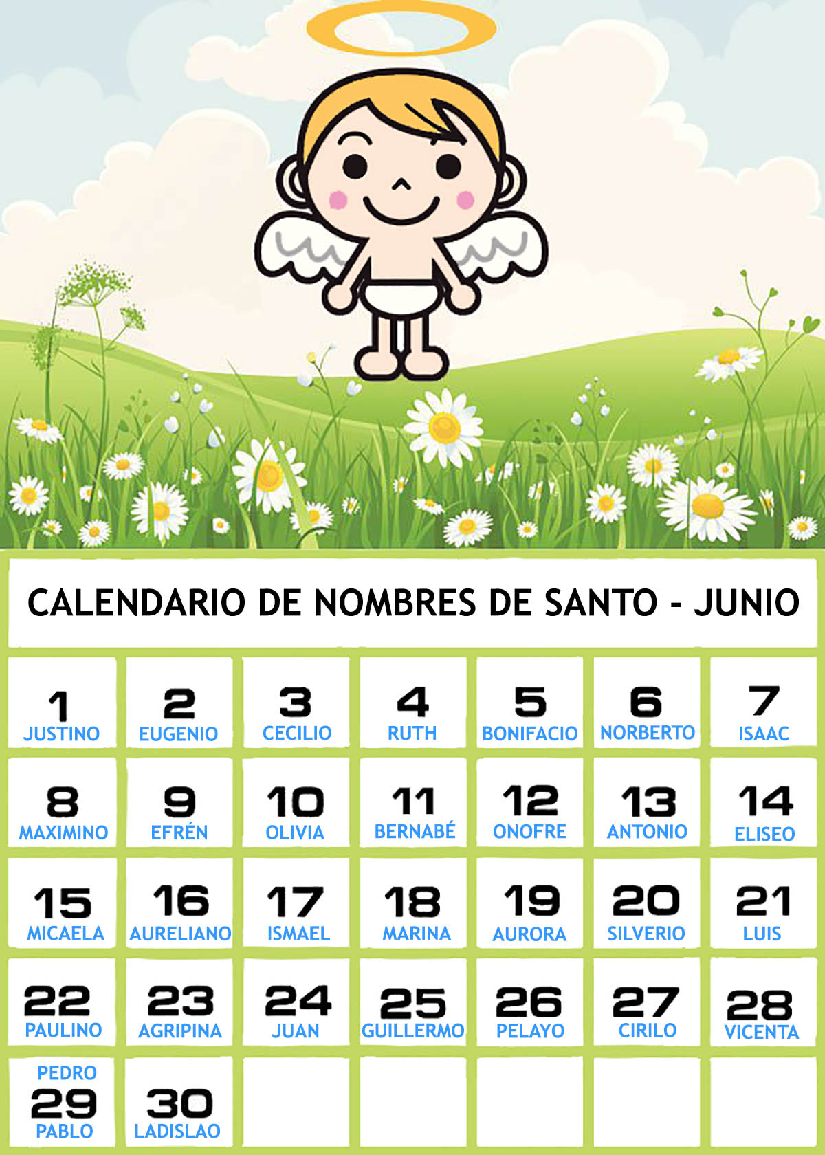 El Calendario De Junio Calendario de los nombres de santos de Junio - Nombres para bebés