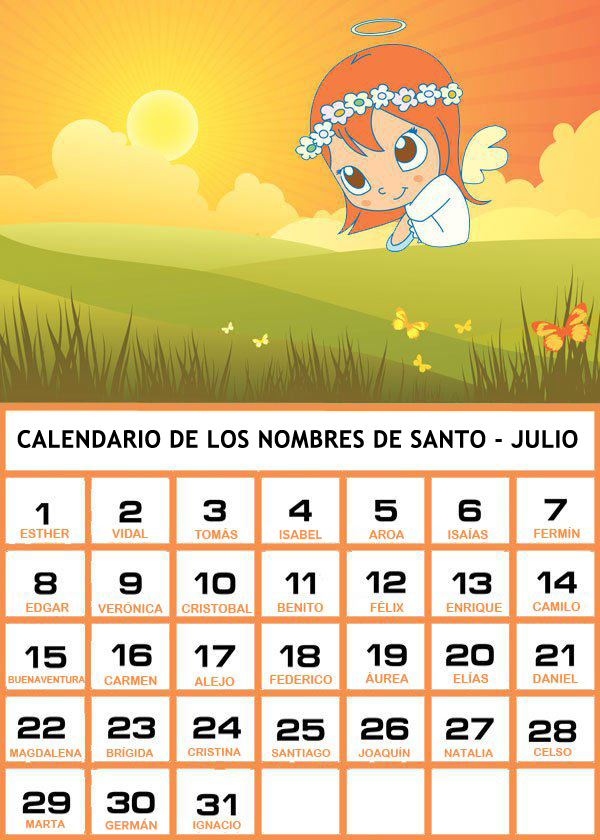 Calendario de los nombres de santos de Julio