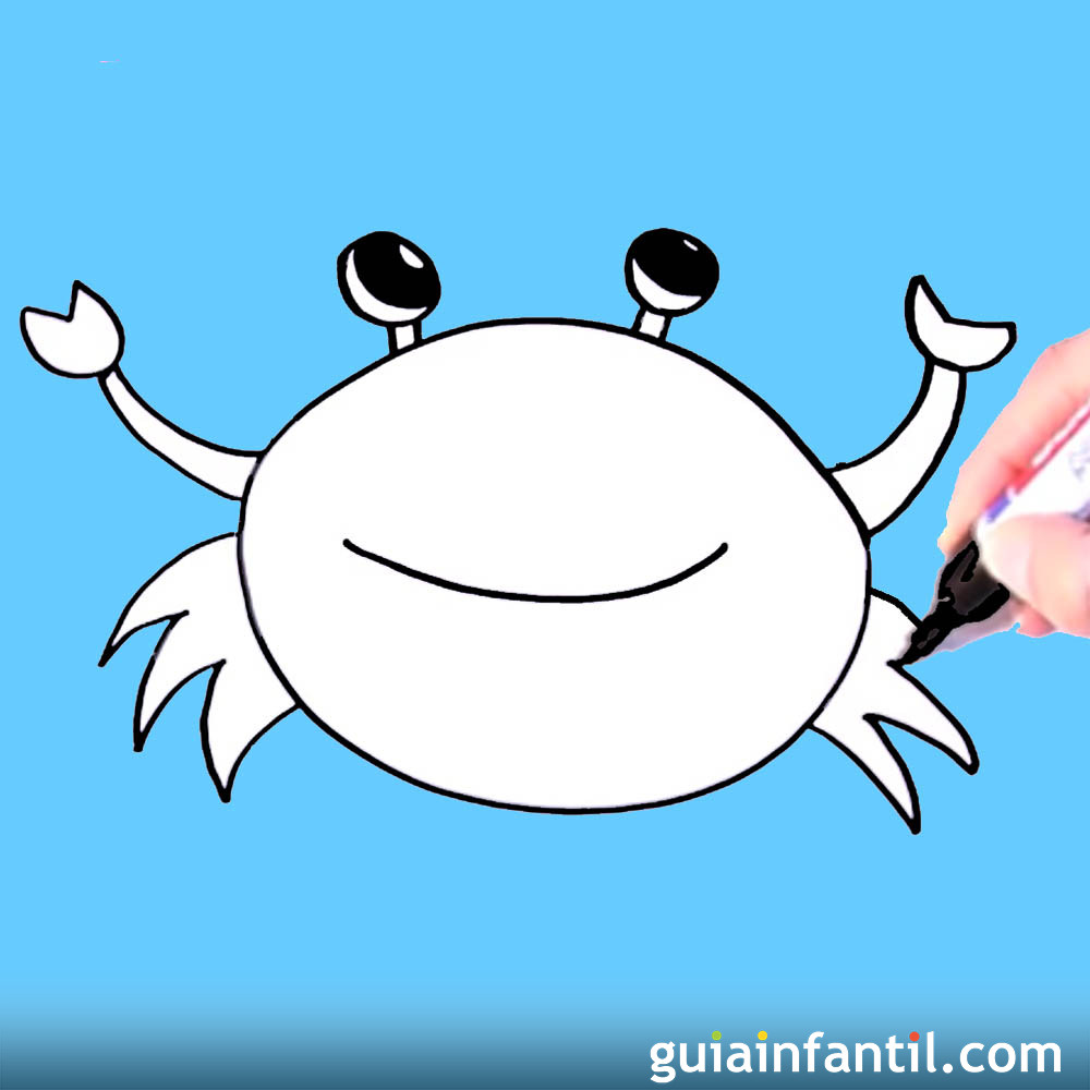 Cómo dibujar un cangrejo. Dibujos infantiles de animales marinos