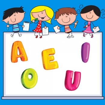 Las vocales. Poema corto con pictogramas para niños sobre las letras