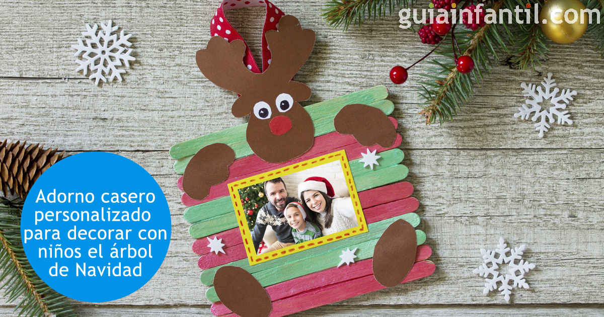 Adorno casero personalizado para decorar con niños el árbol de Navidad