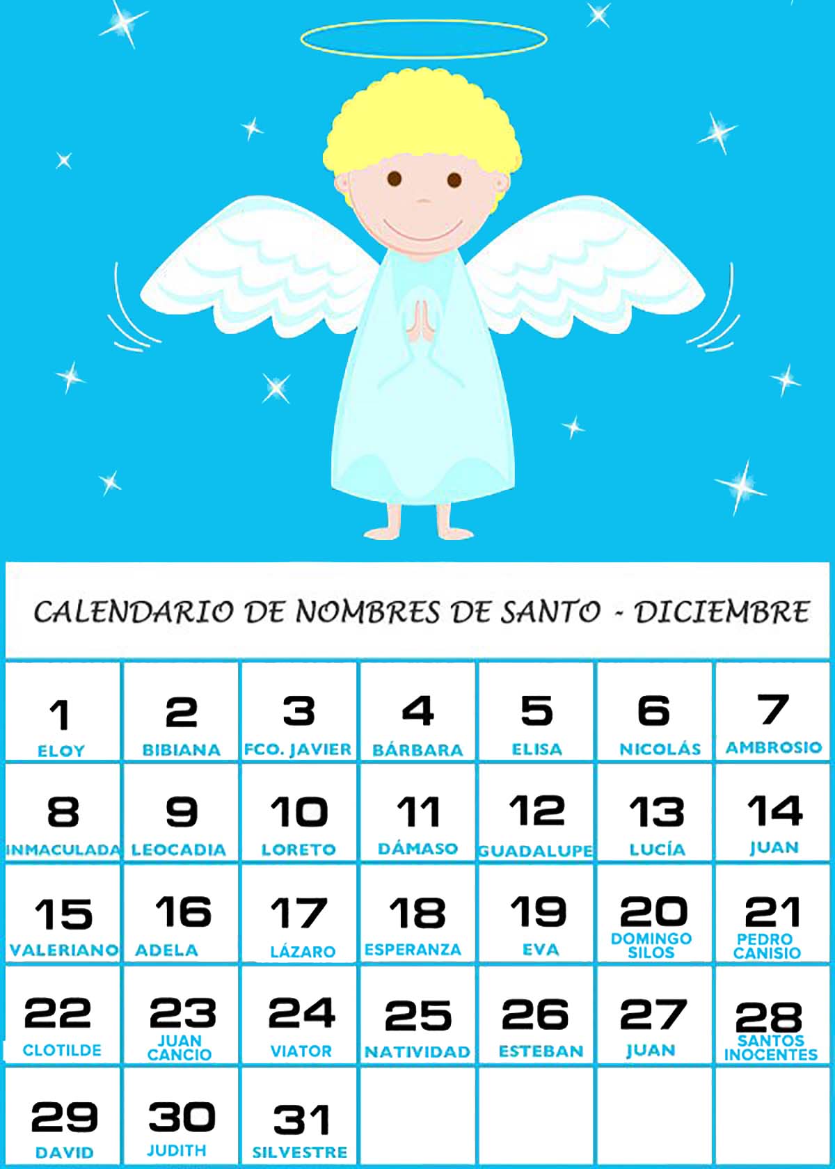 nombres de santos de diciembre