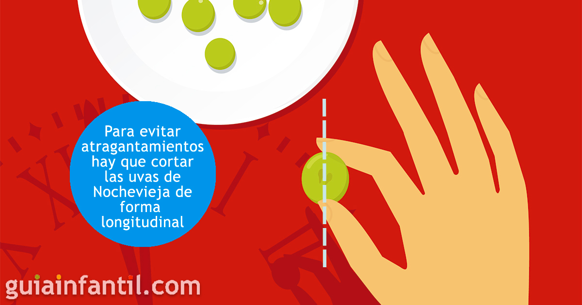 Cortar las uvas de Nochevieja a los niños