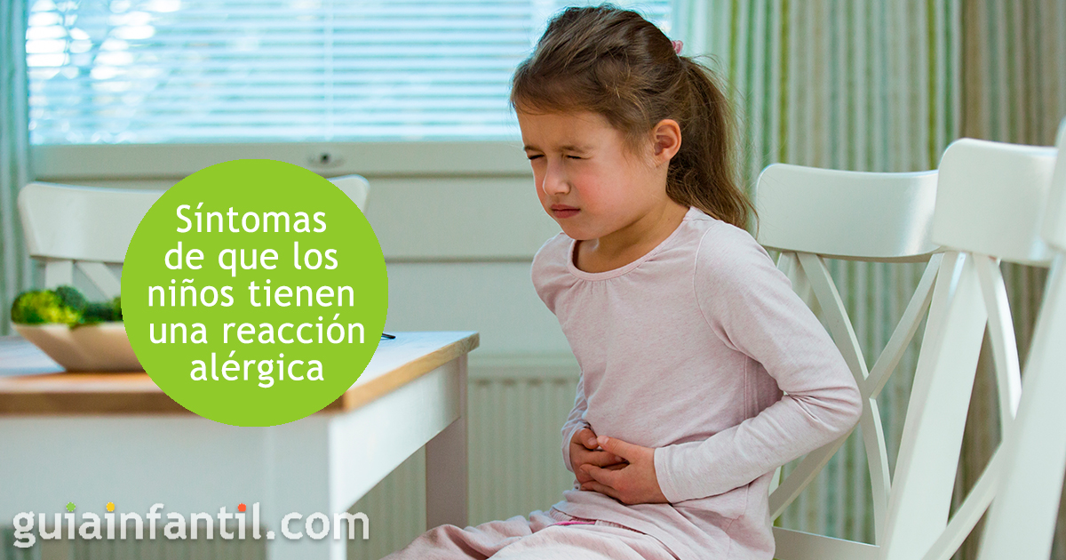 Los síntomas en niños de una reacción alérgica