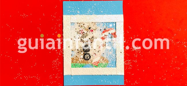 Pon mucha nieve en tu tarjeta de Navidad