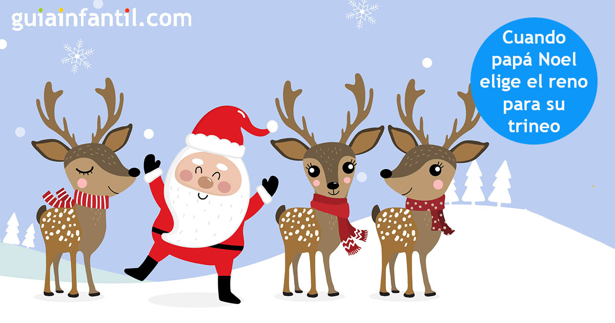 papá noel elige el reno para su trineo