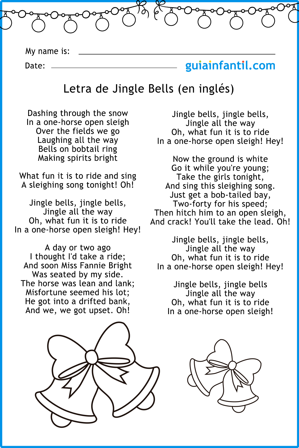 Jingle Bells - Lyrics - Letra en inglés 🎅🎄 