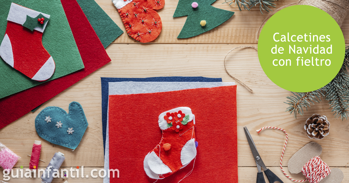 Calcetines de Navidad con fieltro - Manualidades para niños