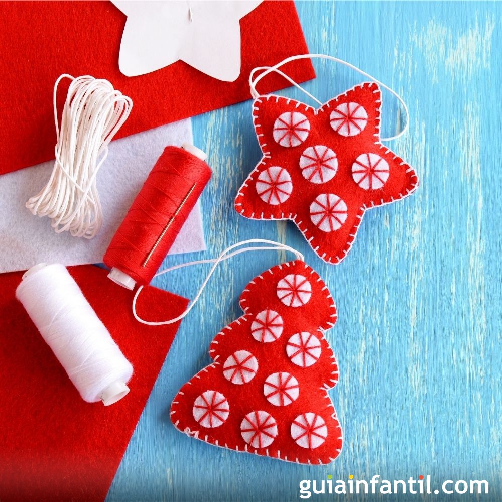 Postales y adornos de Navidad con fieltro - TOP manualidades para niños