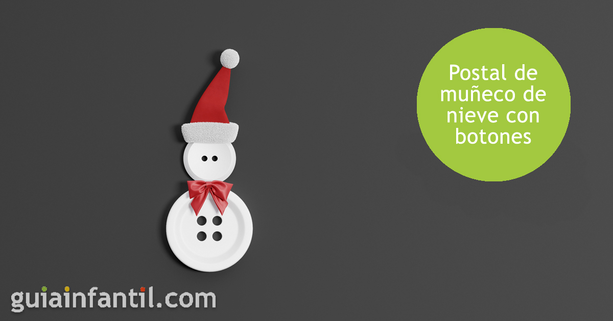 Postal de muñeco de nieve con botones