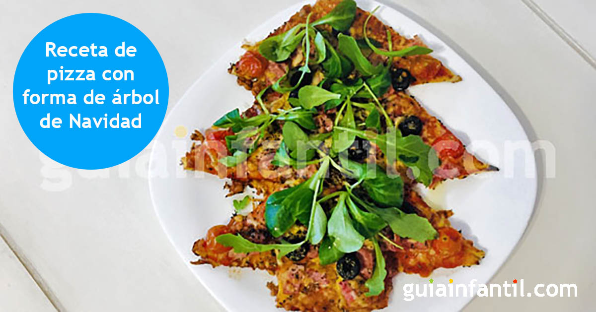 pizza con forma de árbol de navidad