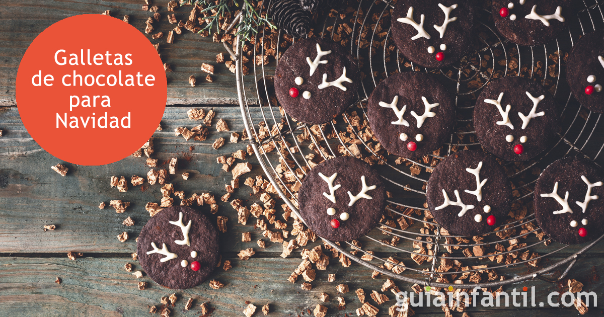 Receta de galletas de chocolate para hacer con niños en Navidad