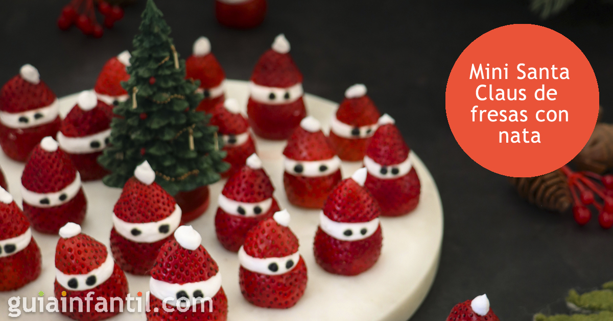 Divertida receta de mini Santa Claus de fresas con nata