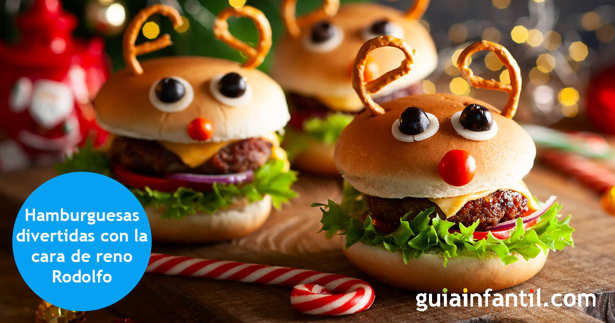 hamburguesa con cara de reno rodolfo