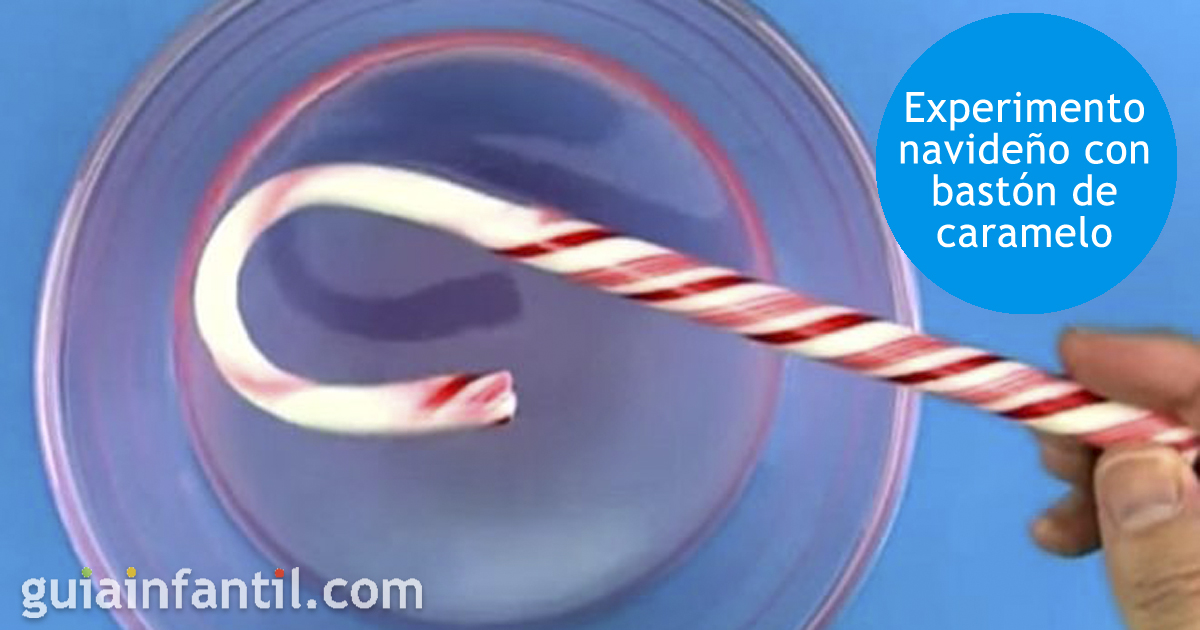 Experimento navideño con bastón de caramelo