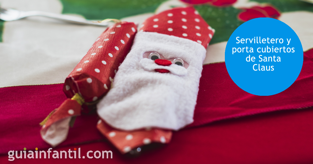 Servilletero y porta cubiertos de Santa Claus