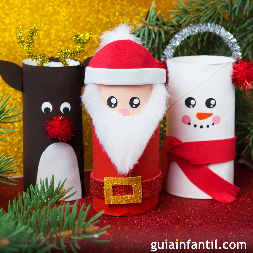 Divertidas manualidades de Navidad para niños con rollos de papel