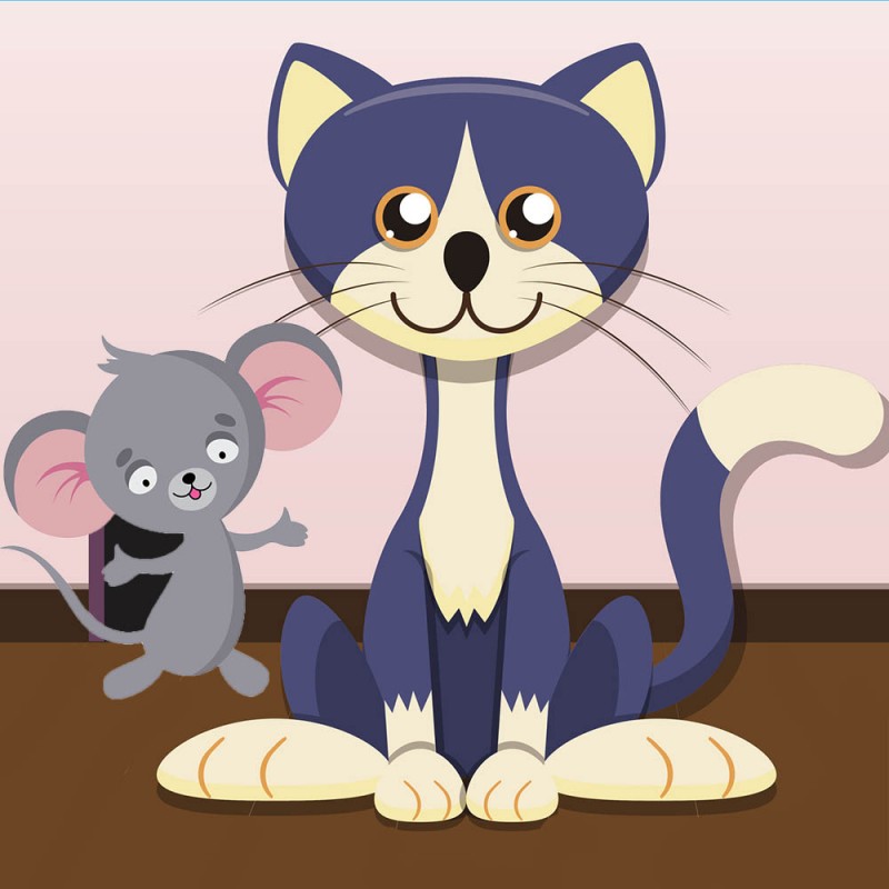 El gato y el ratón. Fábula de La Fontaine