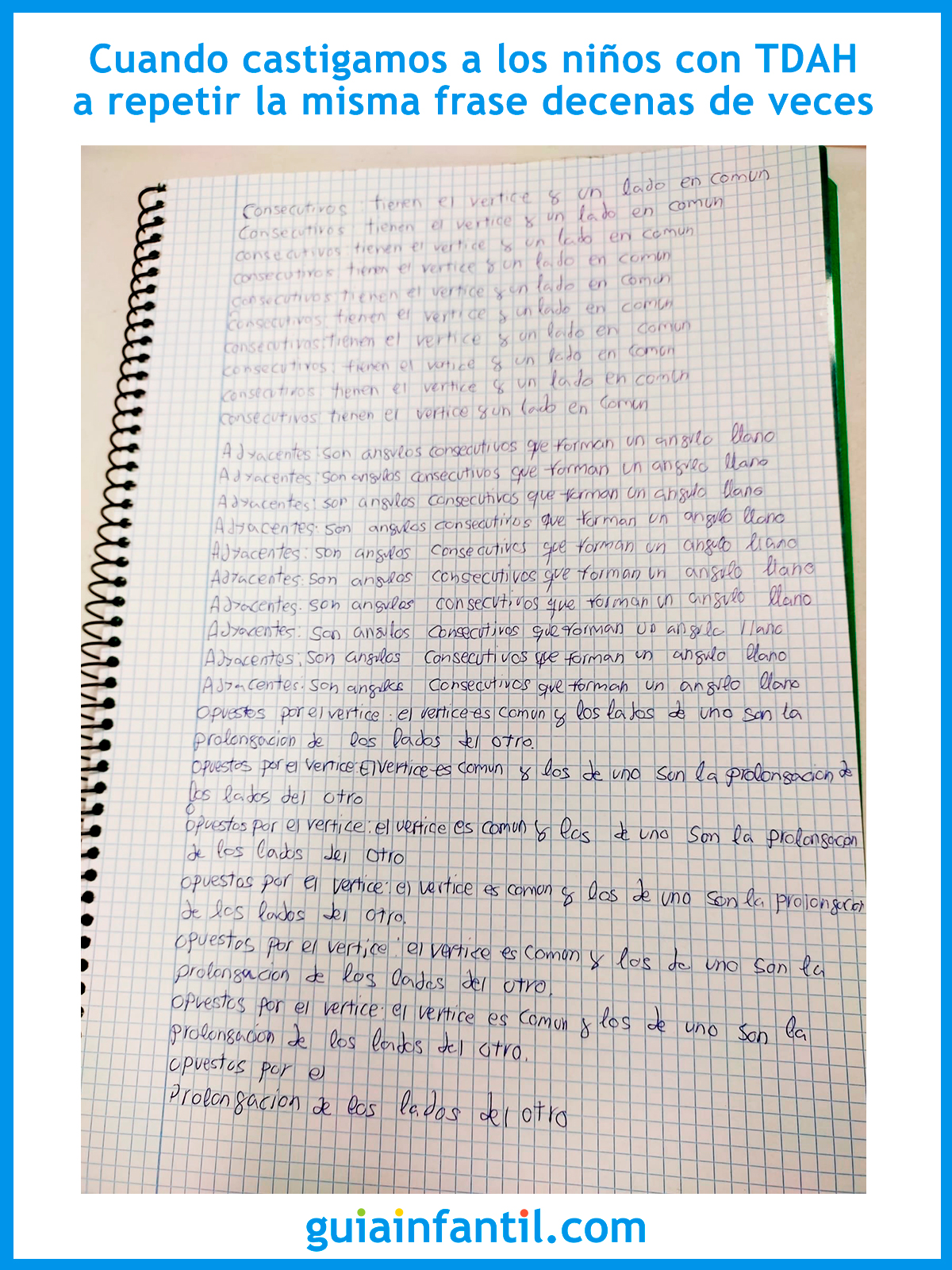 El ejemplo de un castigo de un niño con TDAH