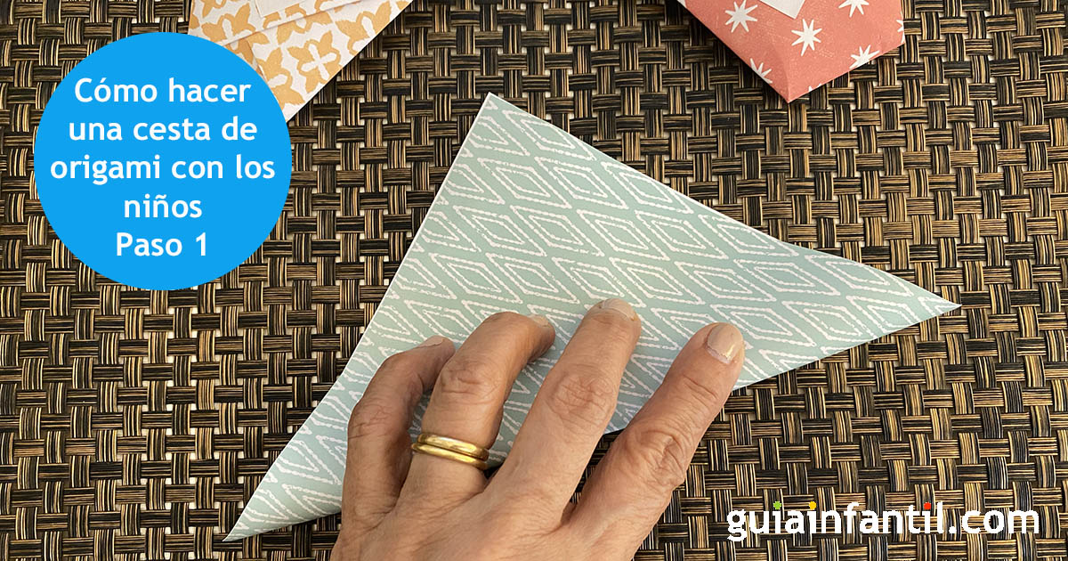 cesta de origami para niños Parte 1