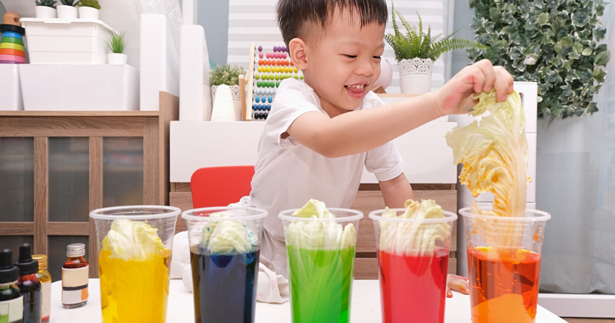 Experimentos para niño con agua y colores