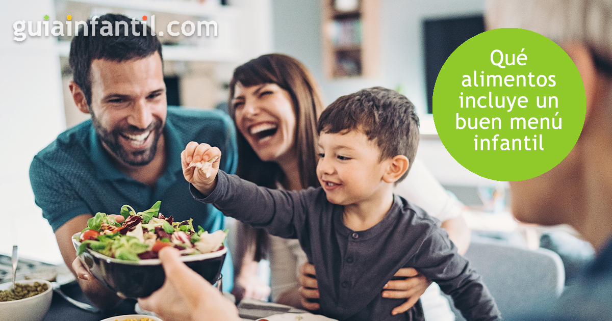 Los alimentos del menú infantil saludable